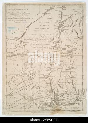 Una nuova e accurata mappa della provincia di New York e di parte dei Jerseys, New England e Canada: Proiettare le scene delle nostre operazioni militari durante l'attuale guerra : anche il nuovo stato eretto del Vermont 1780-10-31 da Lodge, John, -1796 Foto Stock