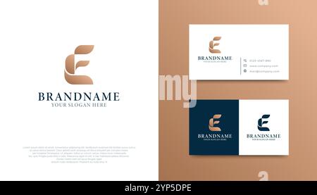 Logotipo Luxury Golden Letter E. Illustrazione Vettoriale