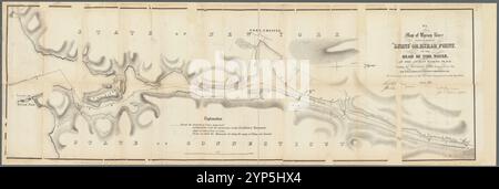 Mappa del fiume Byram dalla foce a 'Lyons' o Byram Point fino alla testa dell'acqua marea nell'antico luogo di guado: Mostra le linee di confine proposte dai New York & Connecticut Boundary Commissioners 1856 : per accompagnare il rapporto dei commissari di New York alla legislatura 1857 da New York (State), Commissioners on the New York and Connecticut Boundary Foto Stock