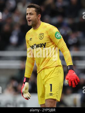 Lukasz Fabianski del West Ham United durante la partita di Premier League tra Newcastle United e West Ham United al St. James's Park, Newcastle, lunedì 25 novembre 2024. (Foto: Mark Fletcher | mi News) crediti: MI News & Sport /Alamy Live News Foto Stock