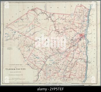 La mappa stradale di Colton della contea di Ulster, stato di New York 1892 Foto Stock