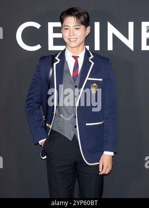 Seoul, Corea del Sud. 28 novembre 2024. L'attore sudcoreano Park Bo-gum partecipa a una chiamata fotografica per l'evento aperto di punta di Celine Cheongdam a Seoul, Corea del Sud, il 28 novembre 2024. (Foto di Lee Young-ho/Sipa USA) credito: SIPA USA/Alamy Live News Foto Stock