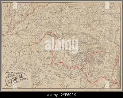 Mappa che mostra l'unico percorso ferroviario per le Catskill Mountains 1880 Foto Stock