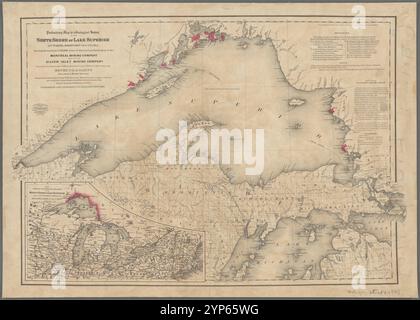 Mappa preliminare per un'indagine geologica sulla riva nord del lago Superior, Ontario, Dominion of Canada: Mostra la posizione di 107.000 acri di terra minerale appartenente alla Montreal Mining Company e alla Silver Islet Mining Company 1871 Foto Stock