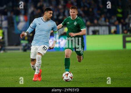 Roma, Lazio, Italia. 28 novembre 2024. Durante la fase MD3 di UEFA Europa League 2024/25, partita SS Lazio - FC Ludogorets 1945 allo Stadio Olimpico il 28 novembre 2024 a Roma (Credit Image: © Ciro De Luca/ZUMA Press Wire) SOLO PER USO EDITORIALE! Non per USO commerciale! Foto Stock