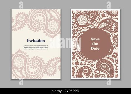 Due biglietti d'auguri con motivi paisley Illustrazione Vettoriale