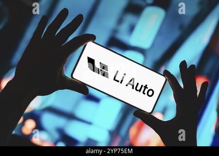 In questa immagine, il logo li Auto viene visualizzato sullo schermo di uno smartphone Foto Stock
