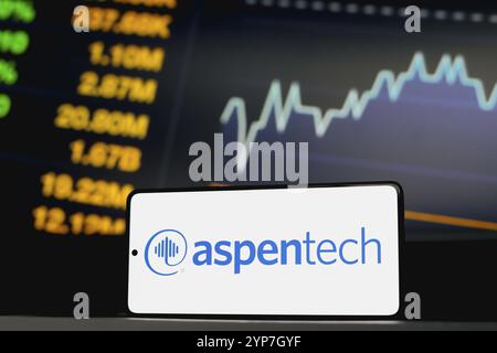 (AspenTech) viene visualizzato sullo schermo di uno smartphone Foto Stock