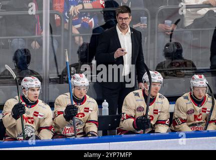 Monaco, Germania. 28 novembre 2024. Jochen Hecht (Co-allenatore, Tigers di ghiaccio di Norimberga). GER, EHC Red Bull Muenchen vs. Nuernberg Ice Tigers, Eishockey, DEL, 21. Spieltag, Saison 2024/2025, 28.11.2024. Foto: Eibner-Pressefoto/Heike Feiner credito: dpa/Alamy Live News Foto Stock