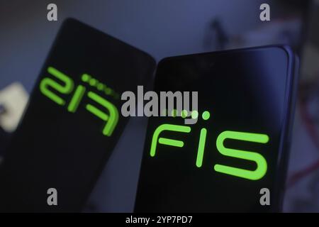 7 maggio 2024, Brasile. In questa immagine, il logo FIS Global (Fidelity National Information Services) viene visualizzato sullo schermo di uno smartphone Foto Stock