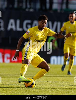 Nigel Thomas visto durante la partita della Liga Portogallo tra squadre del CF Estrela Amadora e del CD Nacional all'Estadio Jose Gomes (Maciej Rogowski) Foto Stock