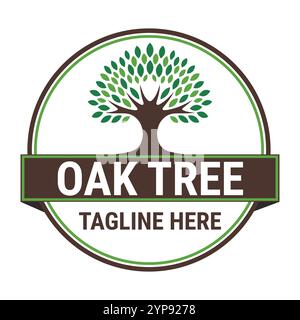 Logo Oak Tree, logo Oak Tree, logo Oak Tree Vector, modello logo Oak Tree, silhouette con logo Oak Tree, illustrazione con logo Oak Tree, logo Oak Tree Illustrazione Vettoriale