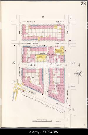 Brooklyn V. 5, Plate No. 28 [Mappa delimitata da Putnam Ave., Bedford Ave., Fulton St., Franklin Ave.] 1884 - 1936 Foto Stock