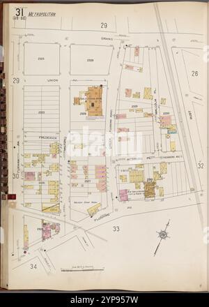 Queens V. 3, Plate No. 31 [Mappa delimitata da Grand, Rust, Flushing Ave., Furman Ave.] 1884 - 1936 Foto Stock