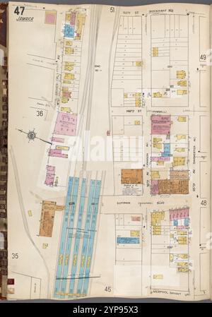 Queens V. 6, Plate No. 47 [Mappa delimitata da 150th St., 95th Ave., Liverpool, Archer Ave.] 1884 - 1936 Foto Stock