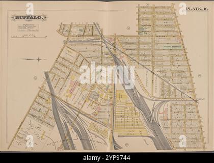 Buffalo, Double Page Plate No. 36 [Mappa delimitata da Smith St., Broadway, Swinburne St., Clinton Ave.] 1891 Foto Stock