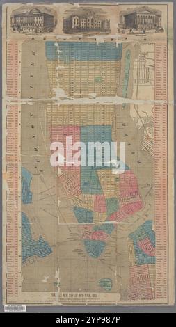 La nuova mappa di New York di Fanning, 1853. Foto Stock