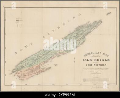 Mappa geologica dell'Isle Royale, Lake Superior: Preparata in base all'atto del Congresso, 1 marzo 1847, intitolata "An Act to Establishment a Land Office in the Northern part of Michigan and to provide for the sale of Mineral lands in the State of Michigan" di Charles T. Jackson, U.S. geologist 1849 di Jackson, Charles T. (Charles Thomas), 1805-1880 Foto Stock