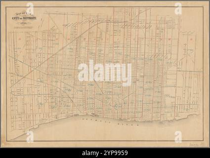 Mappa della città di Detroit, 1886 1886 di Calvert Lithographing Co. (Detroit, Mich.) Foto Stock