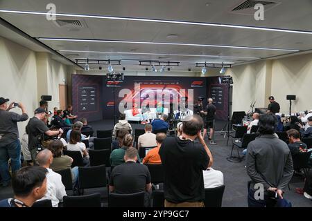 Doha, Rieti, Qatar. 28 novembre 2024. 28.11.2024, Losail International Circuit, Doha, Formula 1 Qatar Airways Qatar Grand Prix 2024., im Bild. Charles Leclerc (MCO), Scuderia Ferrari HP, Pierre Gasly (fra), Alpine F1 Team, Fernando Alonso (ESP), Aston Martin Aramco Cognizant Formula One Team (Credit Image: © Alessio De Marco/ZUMA Press Wire) SOLO PER USO EDITORIALE! Non per USO commerciale! Foto Stock