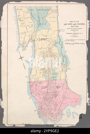 Mappa dei 23d e 24th Wards, New York, compilata per un indice dei volumi delle mappe importanti. 1888 - 1897 Foto Stock