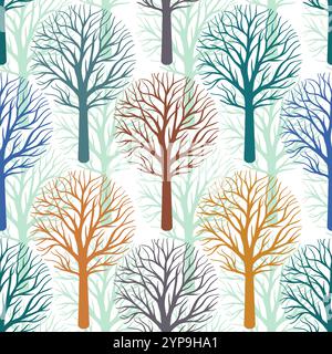 Modello senza cuciture con alberi Illustrazione Vettoriale