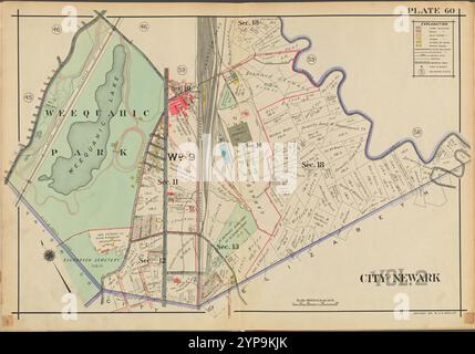 Newark, V. 2, Double Page Plate No. 60 [Mappa città di Newark] 1911-12 Foto Stock