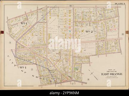 Parte della città di East Orange. Double Page Plate No. 9 [Mappa delimitata da Springdale Ave., Arlington Ave., Main St., Park St., N. Park St.] 1904 Foto Stock
