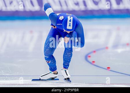 Pechino, Cina. 29 novembre 2024. PECHINO, CINA - NOVEMBRE 29: Ying-Chu Chen del Taipei cinese gareggia sui 500 m della Divisione B femminile durante la Coppa del mondo ISU Speed Skating 2 all'ovale nazionale di Speed Skating il 29 novembre 2024 a Pechino, Cina (foto di Andre Weening/Orange Pictures) credito: Orange Pics BV/Alamy Live News Foto Stock