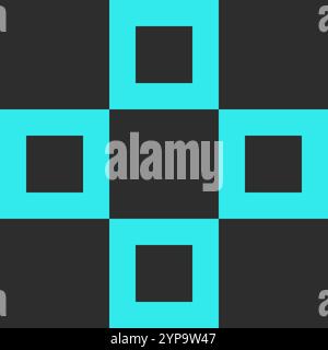 Motivo quadrato ispirato a Y2K con un layout a griglia senza cuciture, perfetto per sfondi moderni, sfondi e progetti digitali. Immagine vettoriale di alta qualità Illustrazione Vettoriale