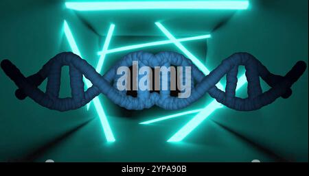 Immagine del filamento di dna che gira su linee al neon Foto Stock