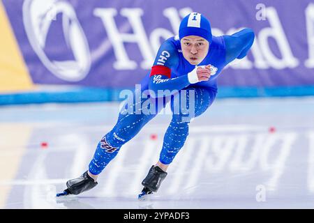 Pechino, Cina. 29 novembre 2024. PECHINO, CINA - NOVEMBRE 29: Wei-Lin Tai del Taipei cinese gareggia sui 500 m della Divisione B maschile durante la Coppa del mondo ISU Speed Skating 2 all'ovale nazionale di pattinaggio di velocità il 29 novembre 2024 a Pechino, Cina (foto di Andre Weening/Orange Pictures) crediti: Orange Pics BV/Alamy Live News Foto Stock