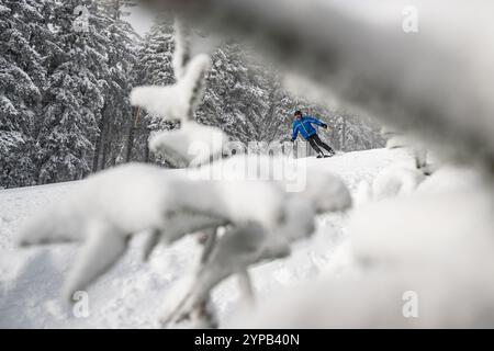 Janske Lazne, Repubblica Ceca. 29 novembre 2024. Gli sciatori godono dell'inizio della stagione a Skiresort Cerna hora - PEC a Janske Lazne (Spa), regione di Trutnov, Monti giganti, Repubblica Ceca, novembre 29, 2024. crediti: David Tanecek/CTK Photo/Alamy Live News Foto Stock