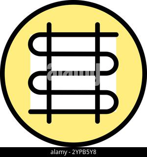 Icona radiatore. Icona riscaldamento iniziale. Segnale colorato del sistema HVAC. Concept per il design dell'interfaccia utente dell'app mobile Web con logo. Semplice illustrazione vettoriale. Illustrazione Vettoriale