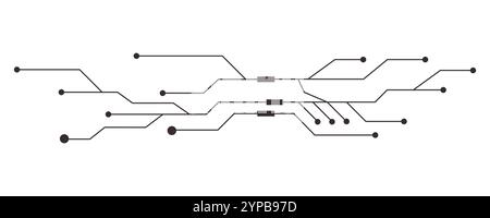 Microchip linea circuito stampato, software. Scheda madre integrata, connessioni. Rete elettronica innovativa. Background tecnologico, elementi di design geometrici e sistema di connessione. Illustrazione vettoriale Illustrazione Vettoriale