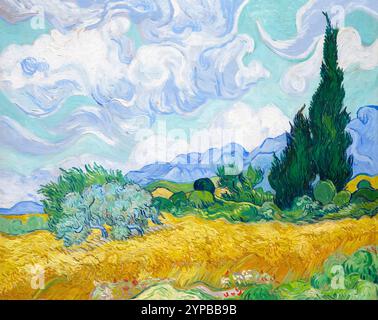 A Wheatfield, con cipressi, Vincent van Gogh, 1889, Foto Stock