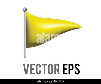Icona triangolare 3D verde giallo con asta d'argento Illustrazione Vettoriale
