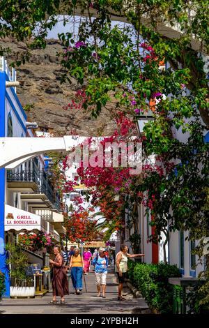 Spagna, Isole Canarie, Gran Canaria (o Grand Canary Island), Mogan. Il villaggio di Puerto de Mogan *** didascalia locale *** Foto Stock