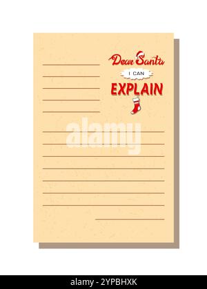 Caro Babbo Natale, posso spiegarti, lettera di Natale Illustrazione Vettoriale