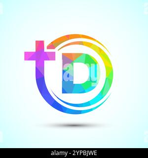 Alfabeto inglese con simbolo a croce. La croce del logo di Gesù per la chiesa cristiana Illustrazione Vettoriale