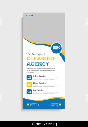 Striscione roll up o design del supporto dell'agenzia di servizi di pulizia Illustrazione Vettoriale
