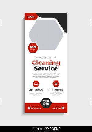Striscione roll up o design del supporto dell'agenzia di servizi di pulizia Illustrazione Vettoriale