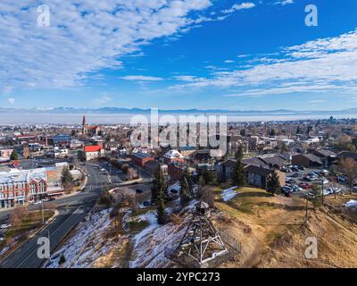 Panorama della città di Helena, MT con cattedrale di Sant'Elena Foto Stock