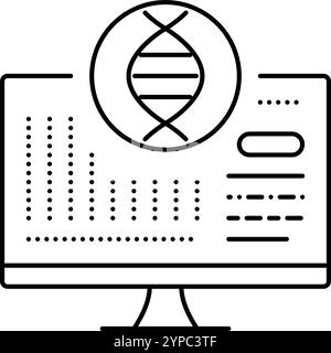 illustrazione vettoriale dell'icona della linea di crittografia bioinformatica Illustrazione Vettoriale
