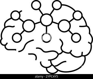 illustrazione vettoriale dell'icona della linea neurochimica neuroscientifica Illustrazione Vettoriale