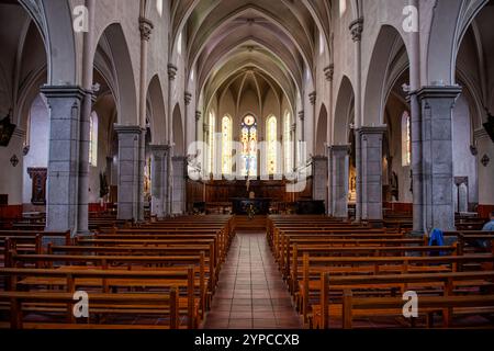 Chiesa Eglise de Saint Jean Baptiste ad Albertville, nel sud-ovest della Francia, famosa per aver ospitato le Olimpiadi invernali del 1992. Foto Stock