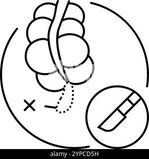 illustrazione vettoriale dell'icona della linea del medico dell'appendectomia Illustrazione Vettoriale