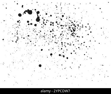 Accattivanti spruzzi di inchiostro nero su sfondo bianco per progetti creativi. Design moderno e versatile con infinite possibilità. Lascia che sia la tua creatività Illustrazione Vettoriale