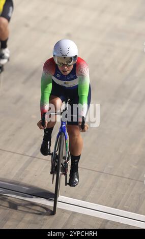 Apeldoorn, Paesi Bassi. 29 novembre 2024. APELDOORN, PAESI BASSI - NOVEMBRE 29: Vece d'Italia durante la seconda fase della UCI Track Champions League ad Omnisport il 29 novembre 2024 ad Apeldoorn, Paesi Bassi. (Foto di Peter Lous/Agenzia BSR) credito: Agenzia BSR/Alamy Live News Foto Stock