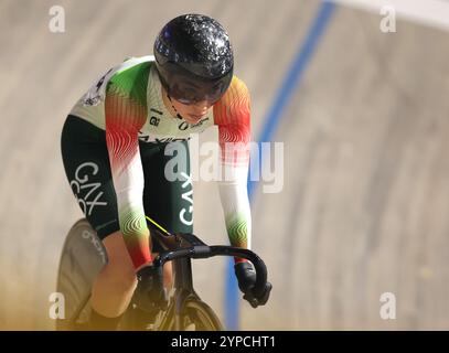 Apeldoorn, Paesi Bassi. 29 novembre 2024. APELDOORN, PAESI BASSI - NOVEMBRE 29: Gaxiola del Messico durante la seconda fase della UCI Track Champions League ad Omnisport il 29 novembre 2024 ad Apeldoorn, Paesi Bassi. (Foto di Peter Lous/Agenzia BSR) credito: Agenzia BSR/Alamy Live News Foto Stock